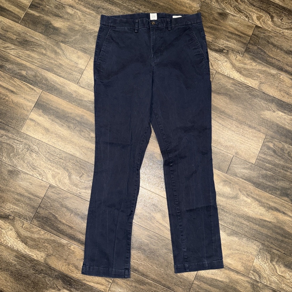 Gap Essential Khaki Slim Fit Straight Leg Khaki‎ Pant Men's Size 30x30 Navy Blue